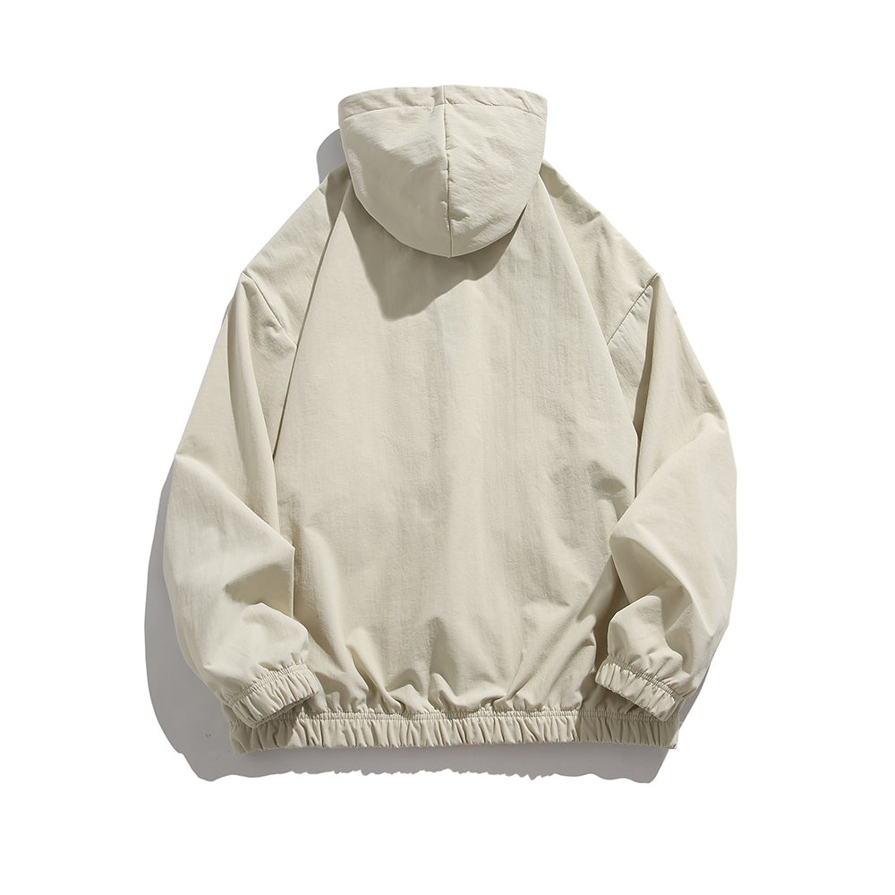 Men's Pure Color Zipper Up Hoode Jackets with Pocket