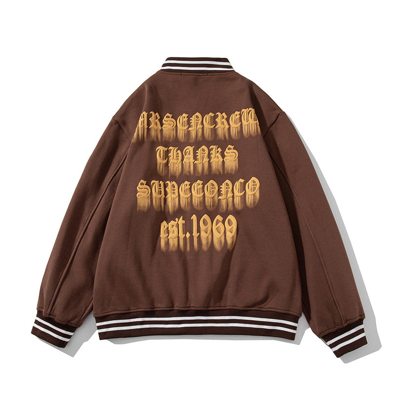 Printed Vintage Fleece Men's Jacket Baseball Jersey