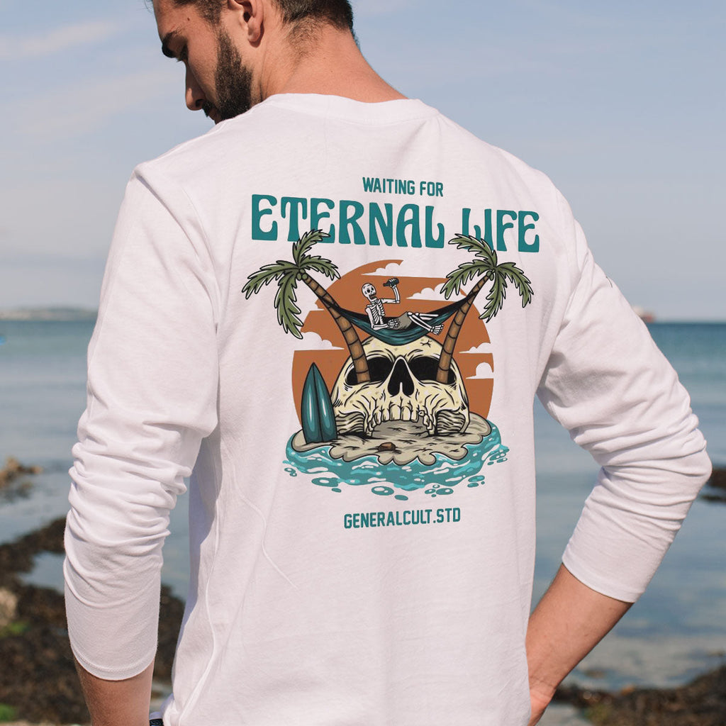 Waiting for Eternal Life Men's Casual Long Sleeve T-Shirts-B