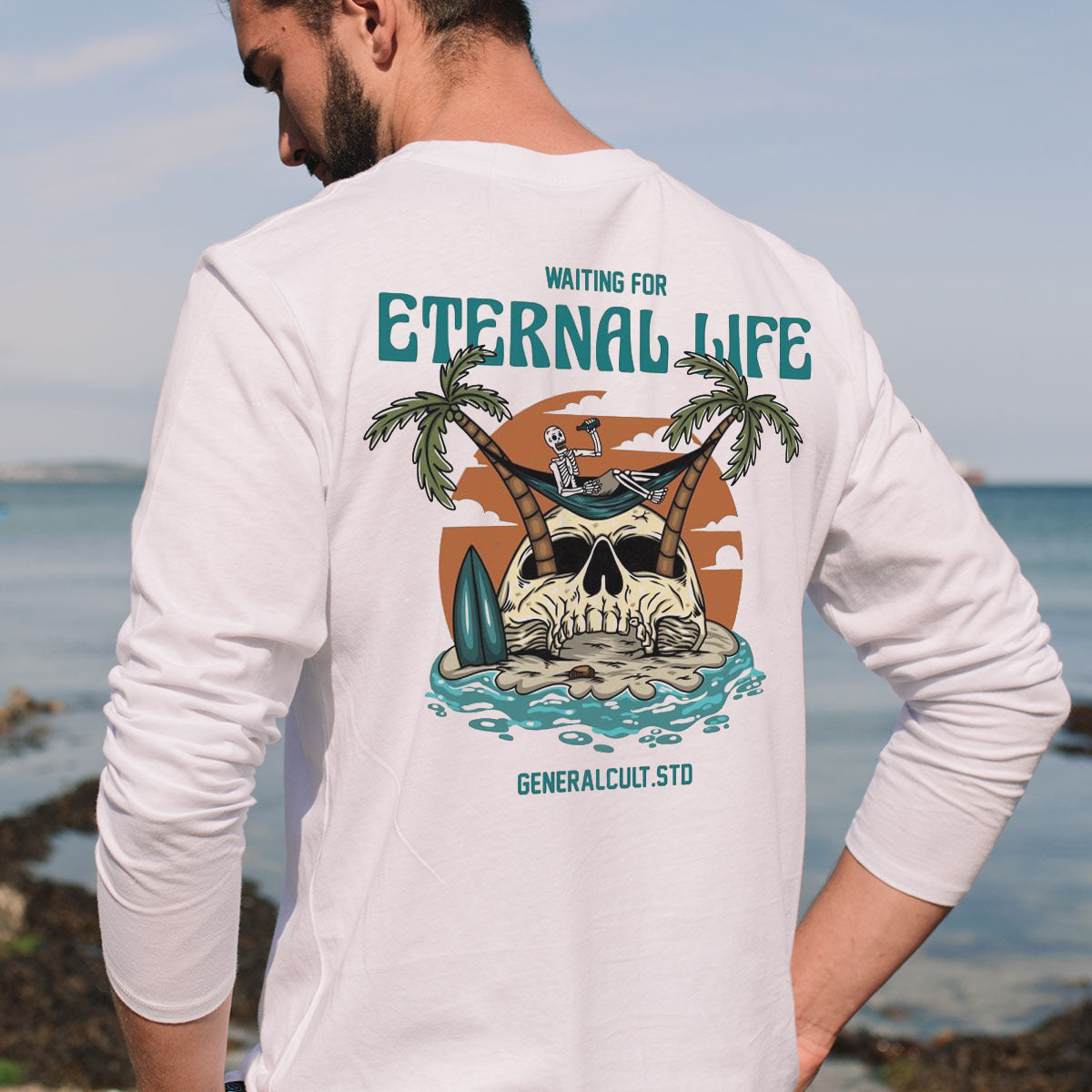 Waiting for Eternal Life Men's Casual Long Sleeve T-Shirts-B
