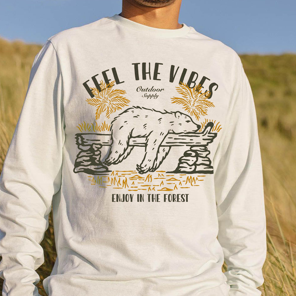 Feel the Vibes Men's Fashion Long Sleeve T-Shirts-B