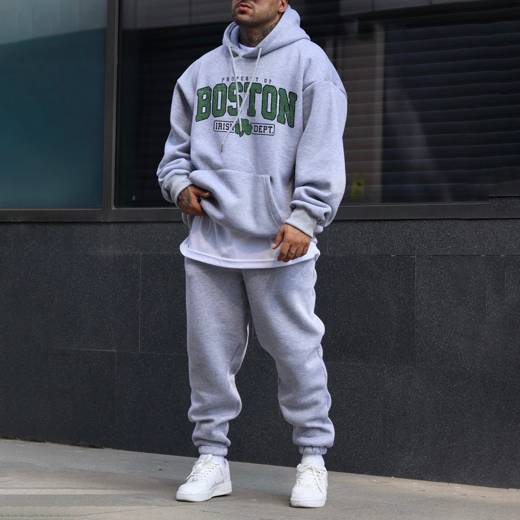Boston Shamrock Print  Men's Loose Fit Hoodies