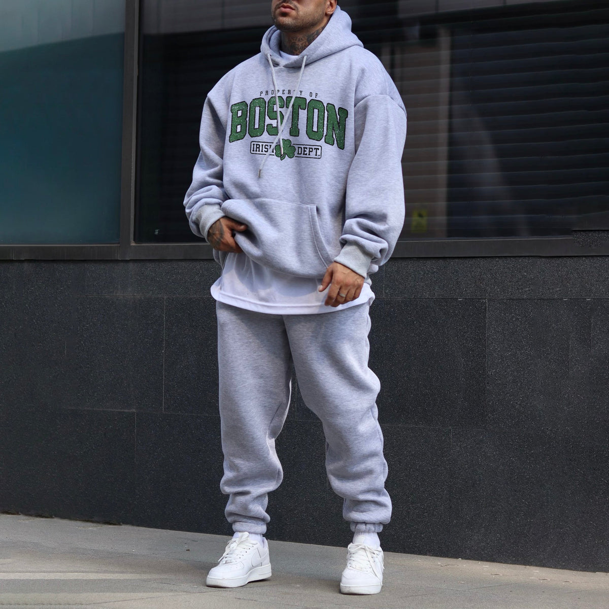 Boston Shamrock Print  Men's Loose Fit Hoodies