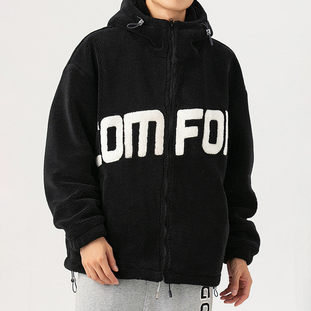Men's Streetwear Zipper Up Hoode Sherpa Jackets