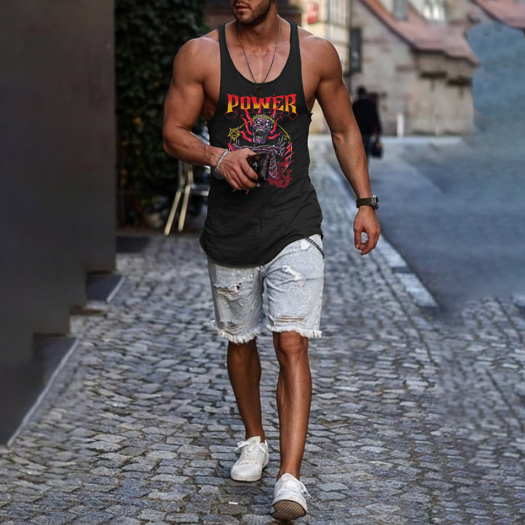 Skull Alphabet Graphic Print Casual Men's Tank Top