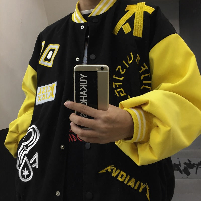 Trendy Color Contrast Fashion Jacket Baseball Uniform
