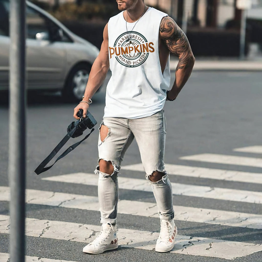 Halloween Alphabet Graphic Print Casual Men's Tank Top