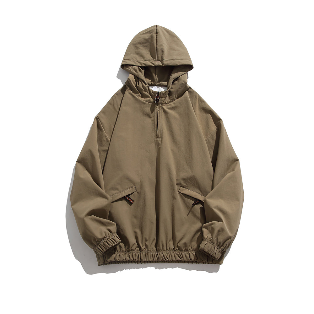 Men's Pure Color Zipper Up Hoode Jackets with Pocket