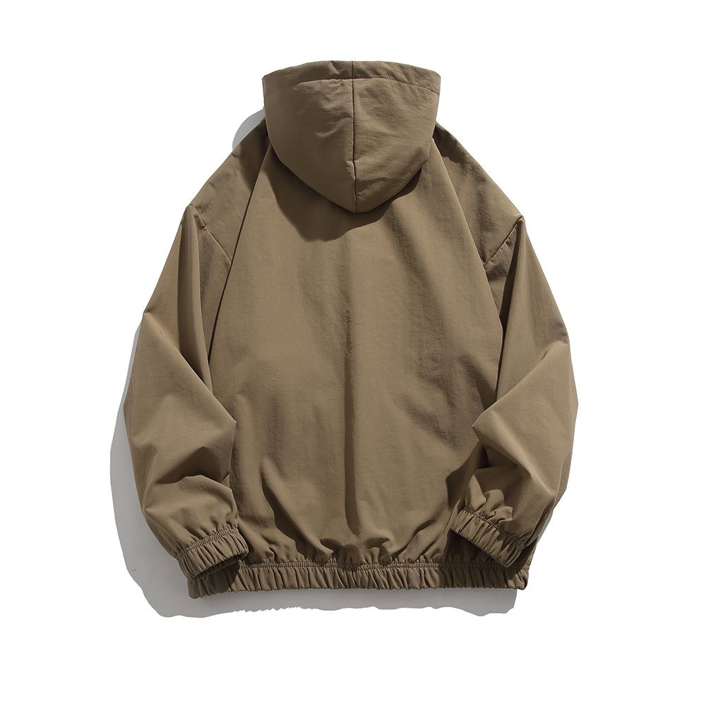 Men's Pure Color Zipper Up Hoode Jackets with Pocket