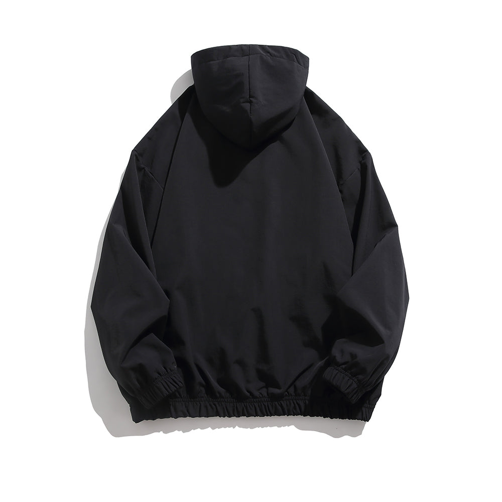 Men's Pure Color Zipper Up Hoode Jackets with Pocket