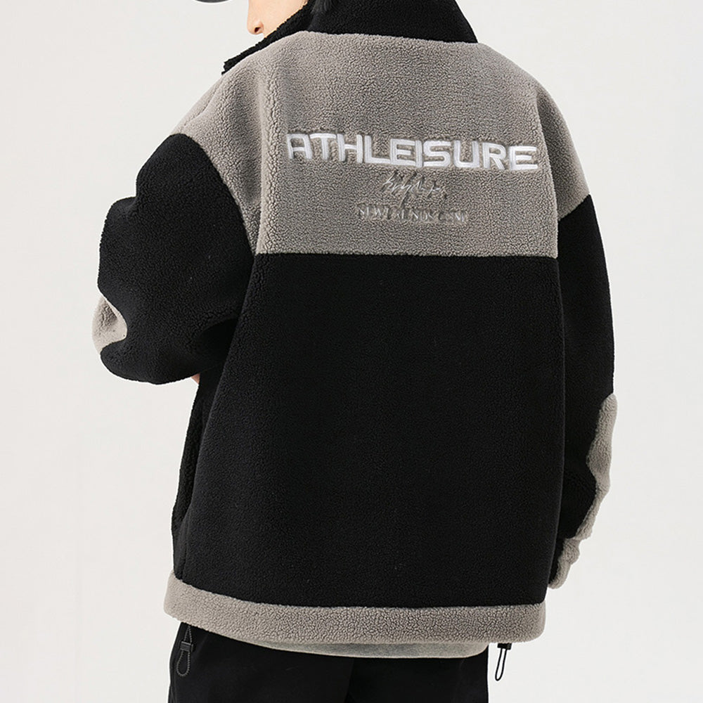 Men's Fashion Stitching Embroidery Sherpa Jackets