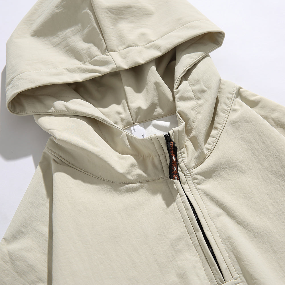 Men's Pure Color Zipper Up Hoode Jackets with Pocket