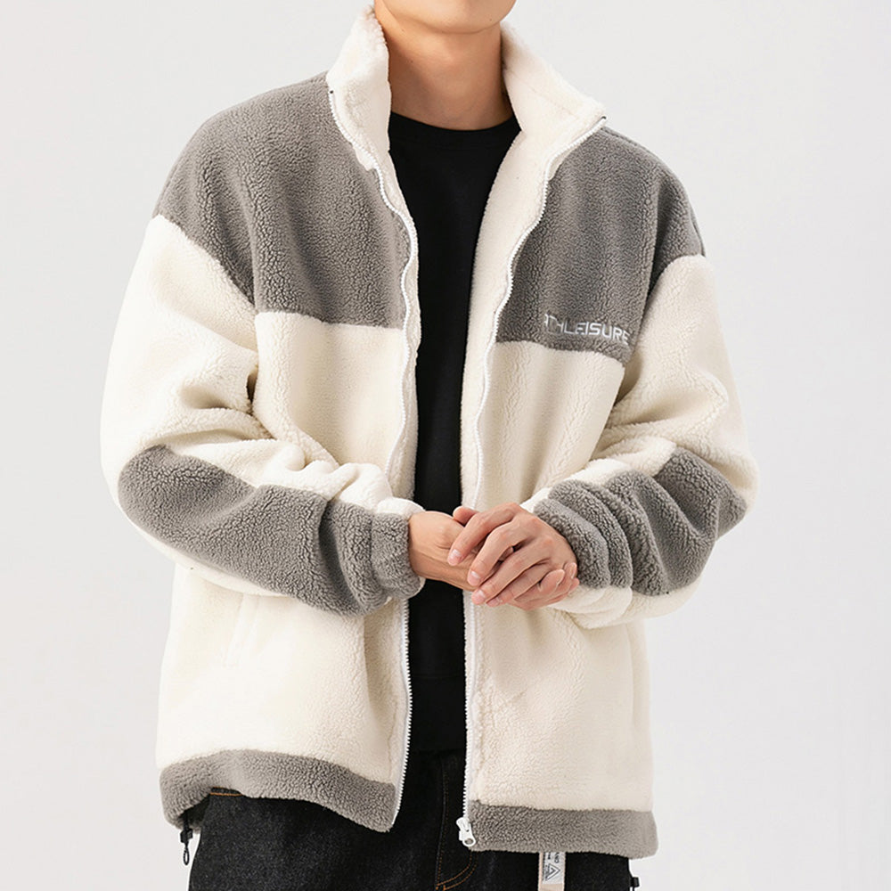 Men's Fashion Stitching Embroidery Sherpa Jackets