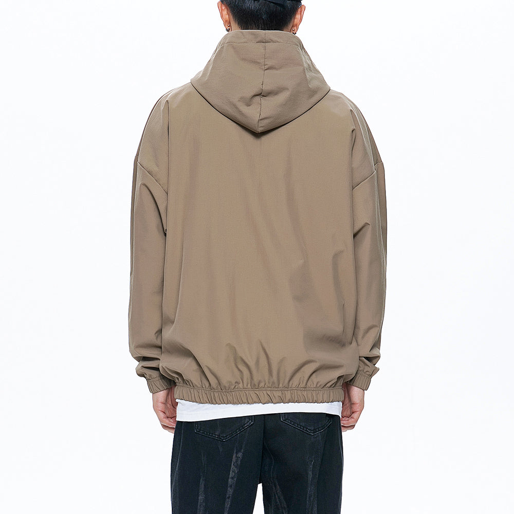 Men's Pure Color Zipper Up Hoode Jackets with Pocket