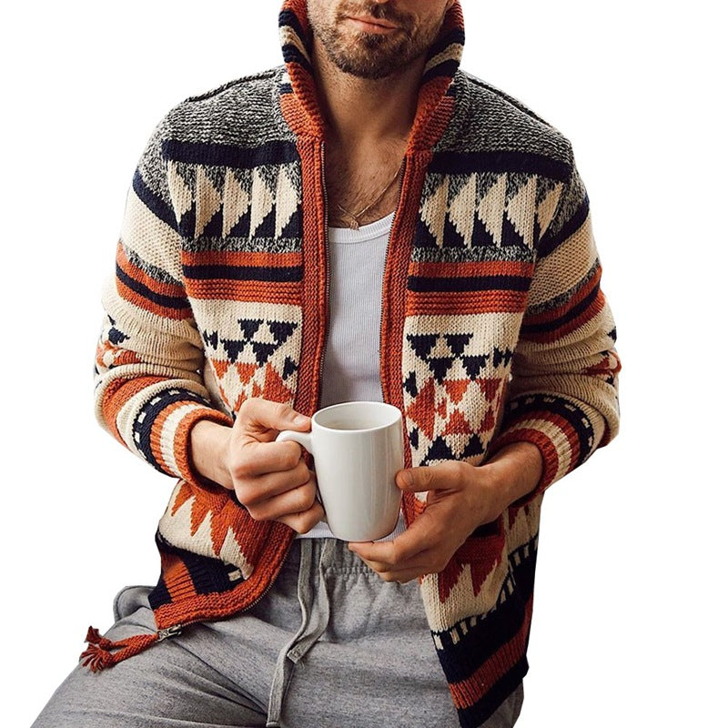 Men's Vintage Ethnic Lapel Collar Knitwear Jacket