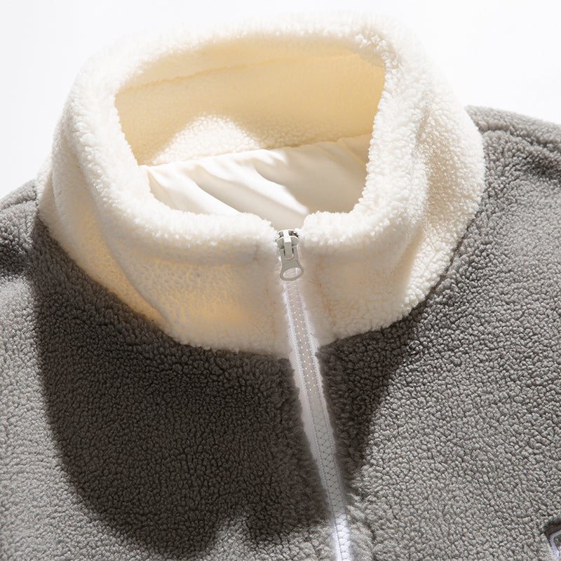 Men's Fashion Stitching Embroidery Sherpa Jackets