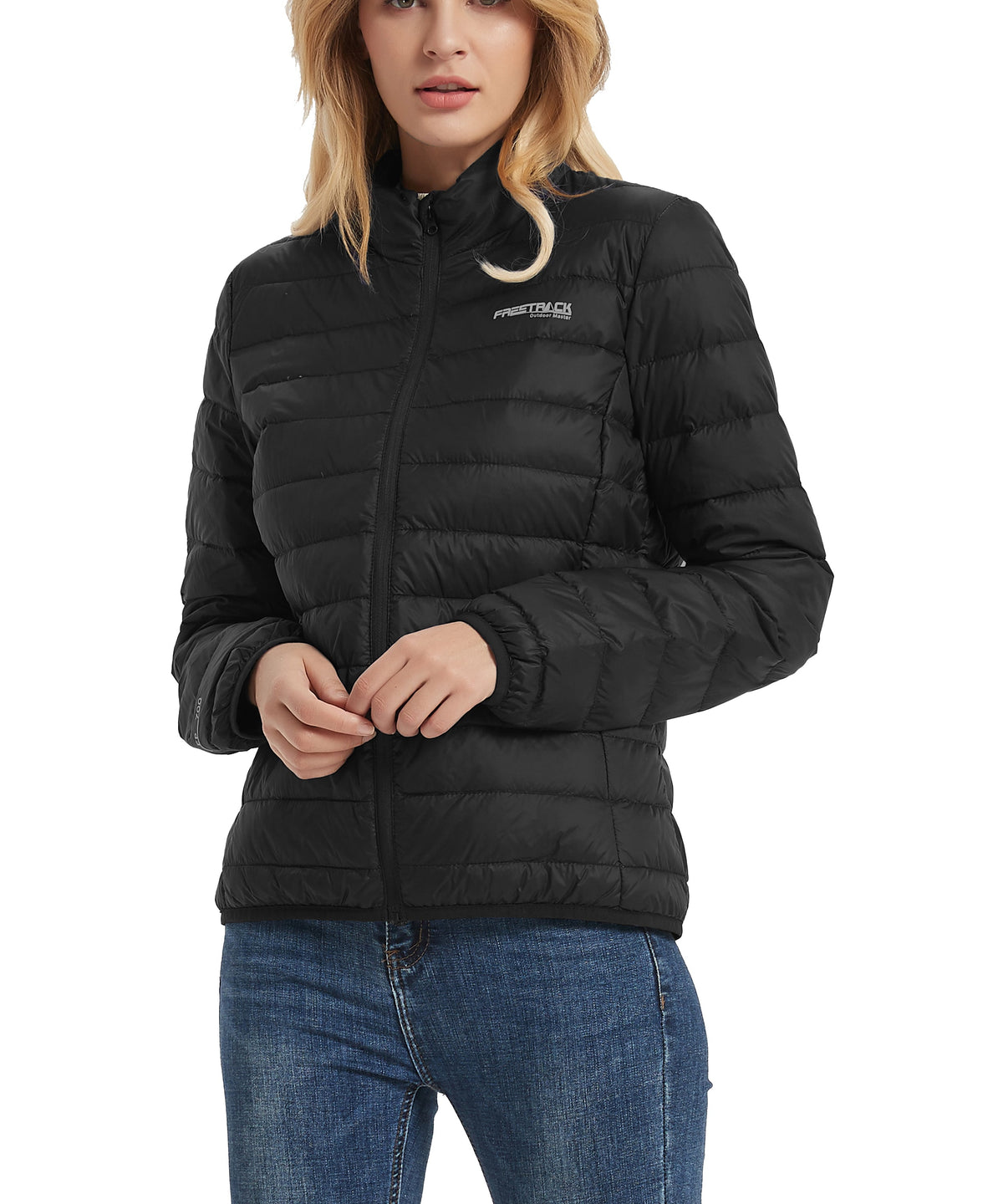 Freetrack Women's Lightweight Stand Collar Zip Up Quilted Sleeveless Puffer Jacket