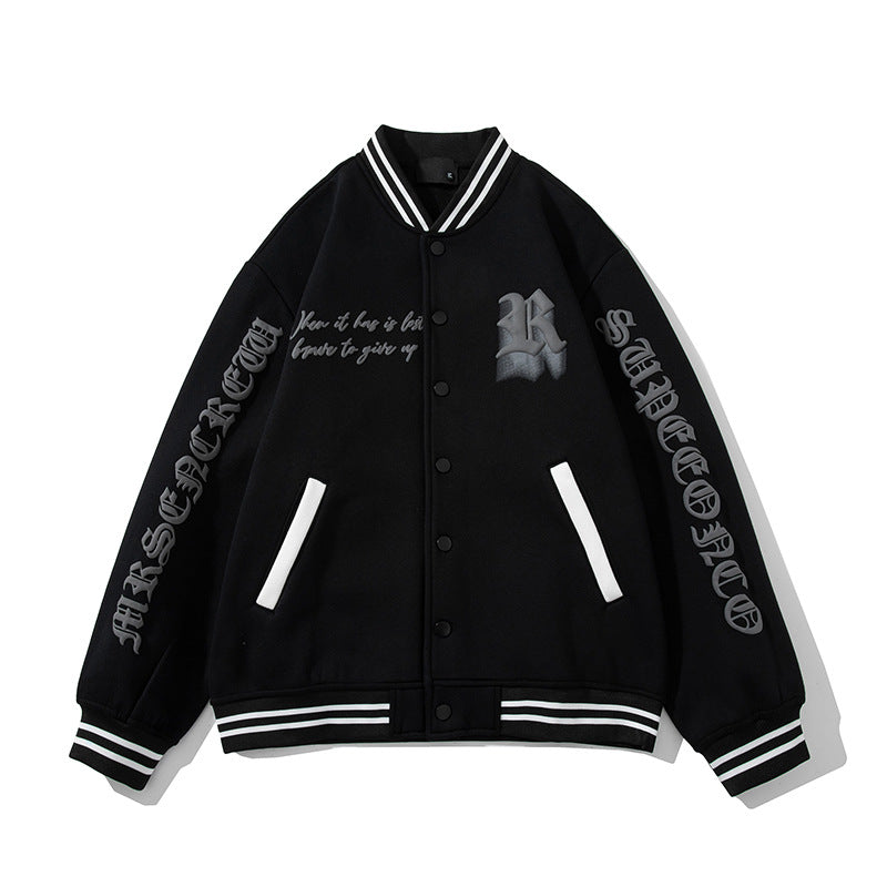 Printed Vintage Fleece Men's Jacket Baseball Jersey
