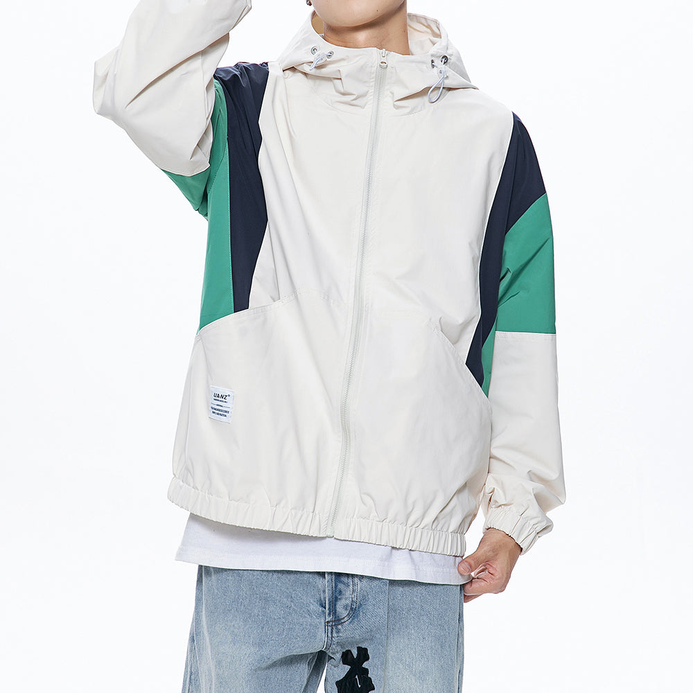 Men's Stitching Zipper Up Hoode Jackets