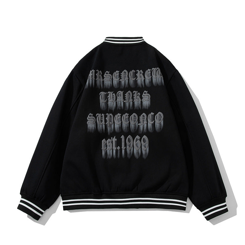 Printed Vintage Fleece Men's Jacket Baseball Jersey