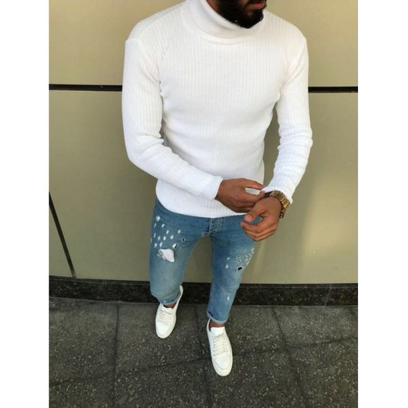 Men's Cozy Solid Color Turtleneck Sweater Knitwear