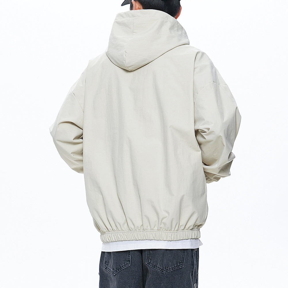 Men's Pure Color Zipper Up Hoode Jackets with Pocket
