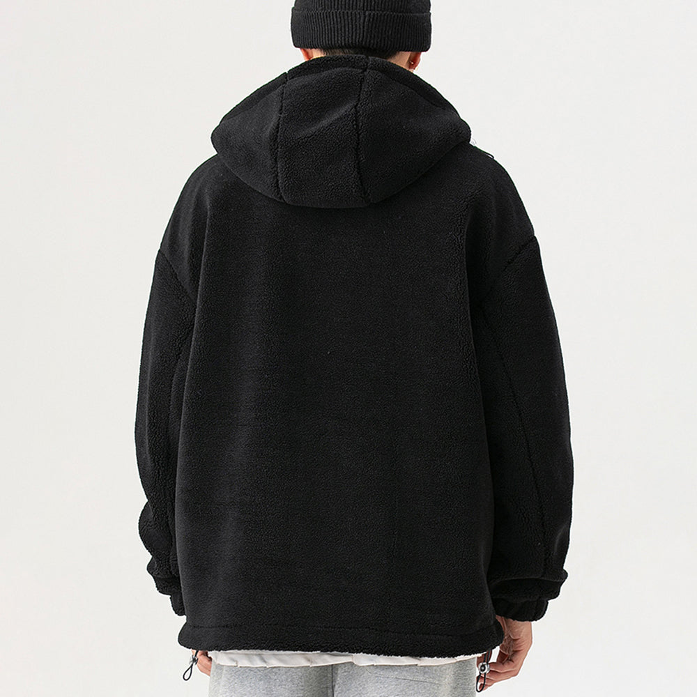 Men's Streetwear Zipper Up Hoode Sherpa Jackets