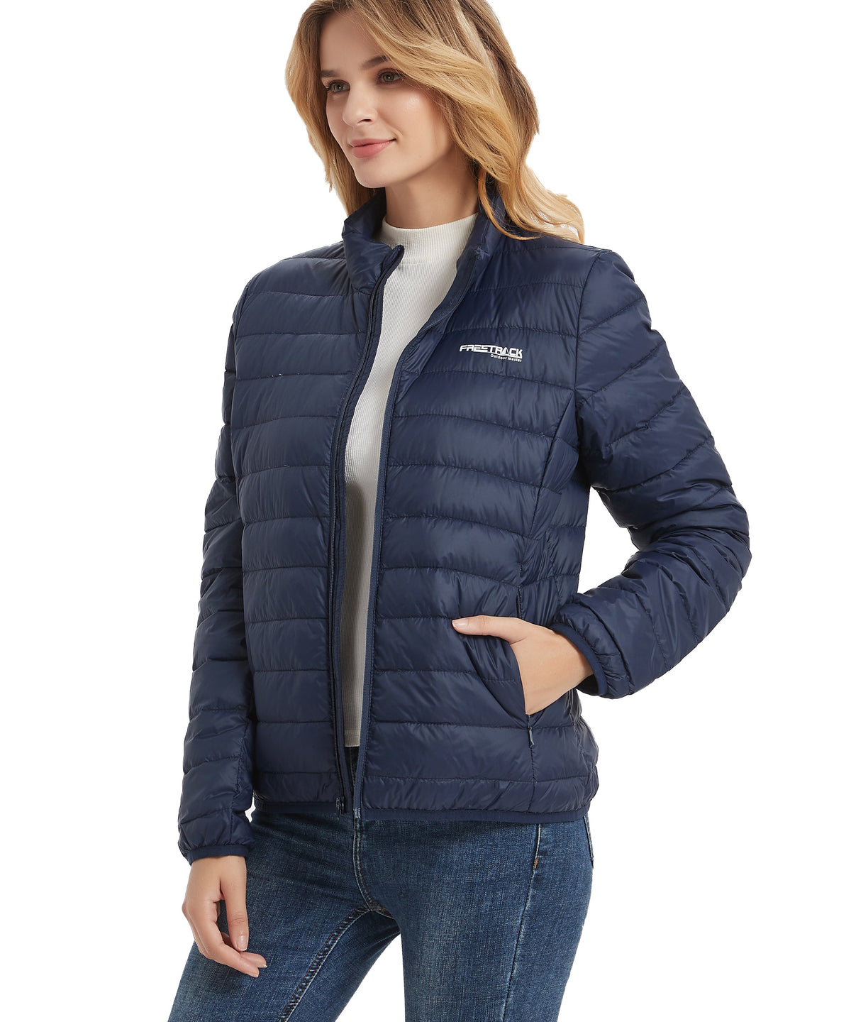 Freetrack Women's Lightweight Stand Collar Zip Up Quilted Sleeveless Puffer Jacket