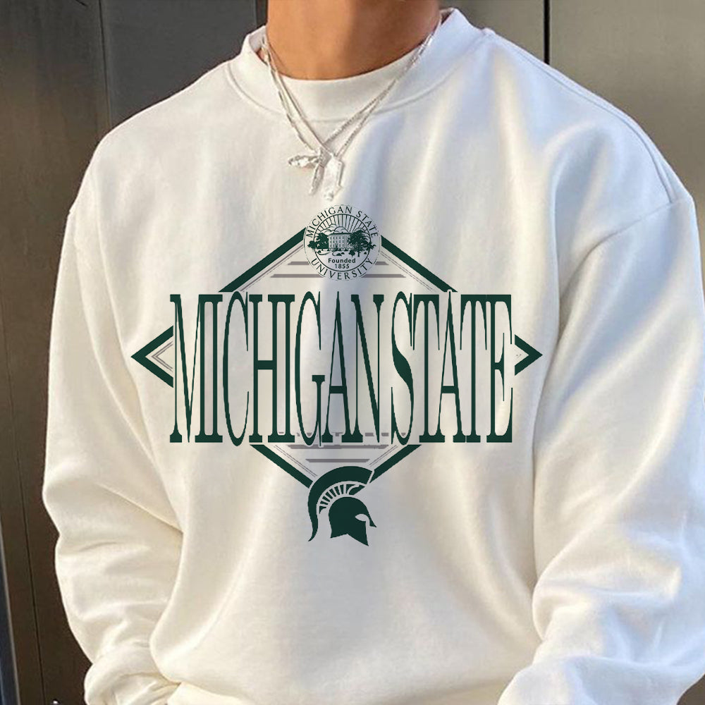 Alphabet Graphic Print Sports Men's Crew Neck Sweatshirt