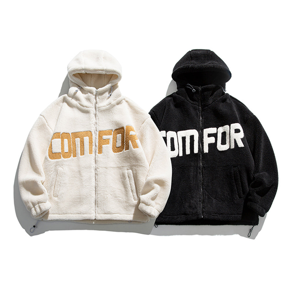 Men's Streetwear Zipper Up Hoode Sherpa Jackets
