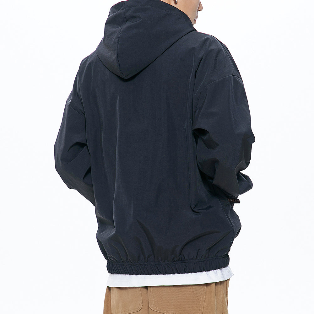 Men's Pure Color Zipper Up Hoode Jackets with Pocket
