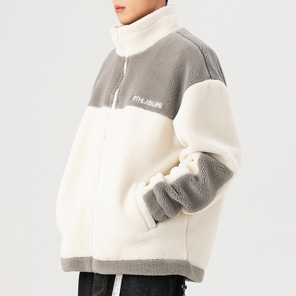 Men's Fashion Stitching Embroidery Sherpa Jackets