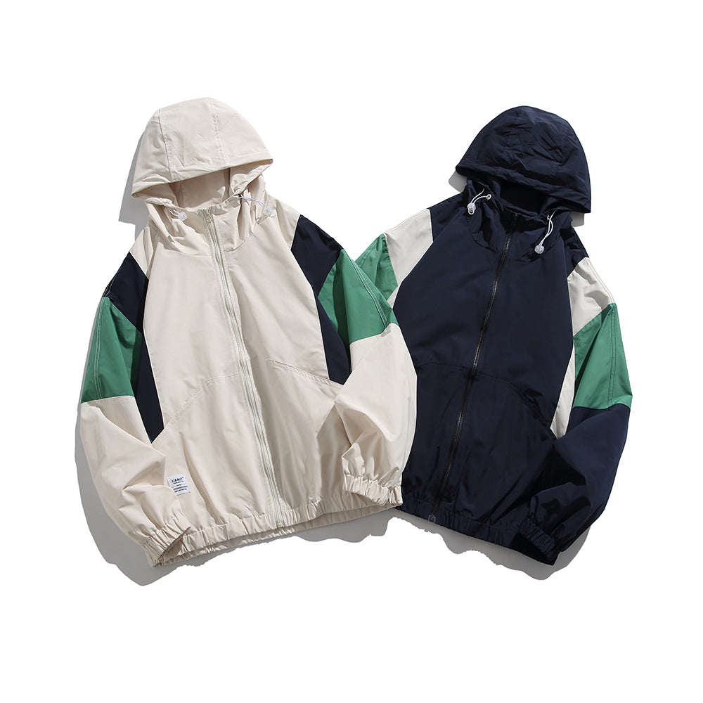 Men's Stitching Zipper Up Hoode Jackets